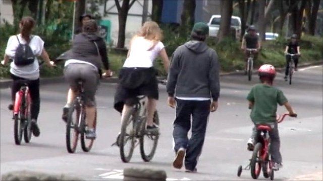 Cyclists in Colombian capital Bogota