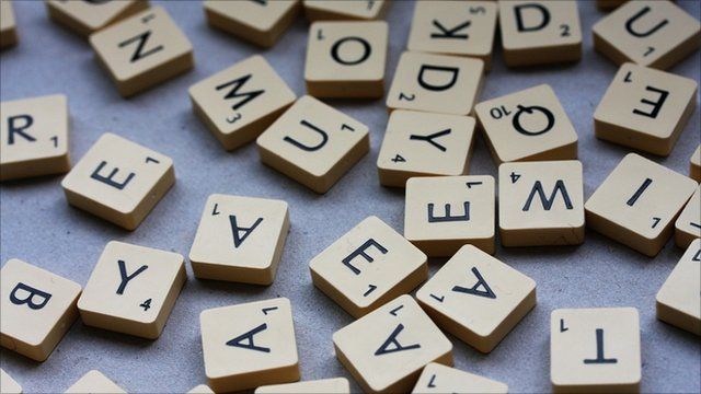 A pile of Scrabble tiles