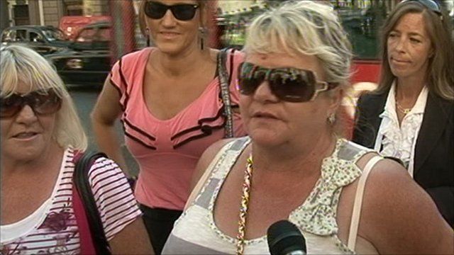 Dale Farm residents speaking outside the High Court