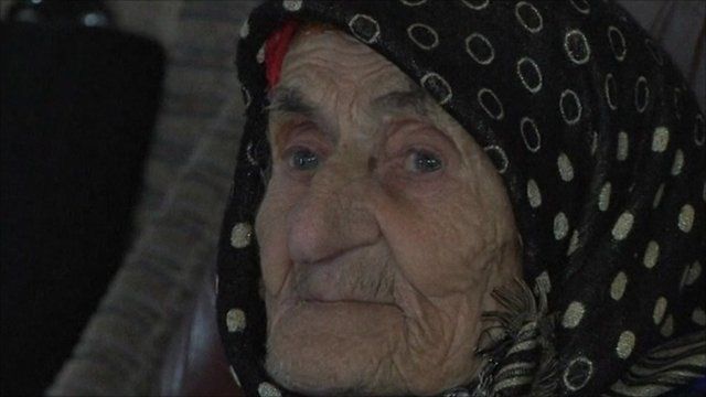 Chechen villager Kesi Karuyeva, who could be the world's oldest woman