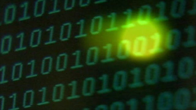 Binary on computer screen