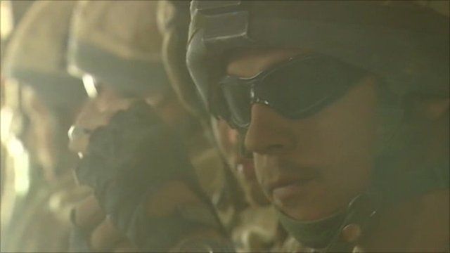 Soldier wearing sunglasses