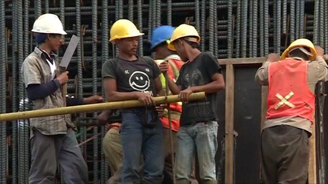 Construction workers in Indonesia
