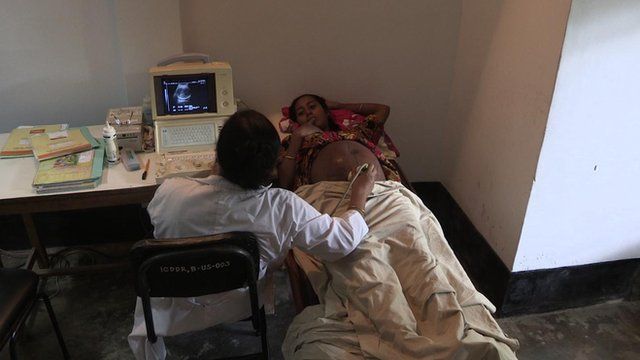 A pregnant woman at a rural health centre in Bangladesh