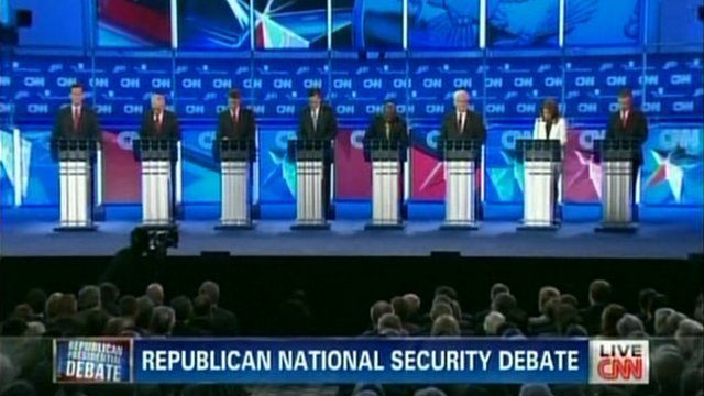 The eight Republican US presidential hopefuls at the CNN debate