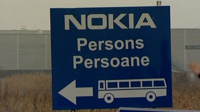 Nokia sign outside assembly plant in Romania