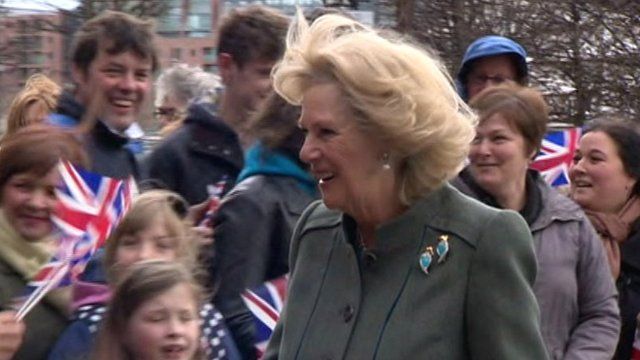 Crowds greet the Duchess of Cornwall on her visit to Liverpool