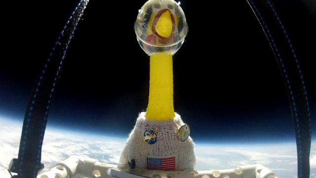 The rubber chicken in space