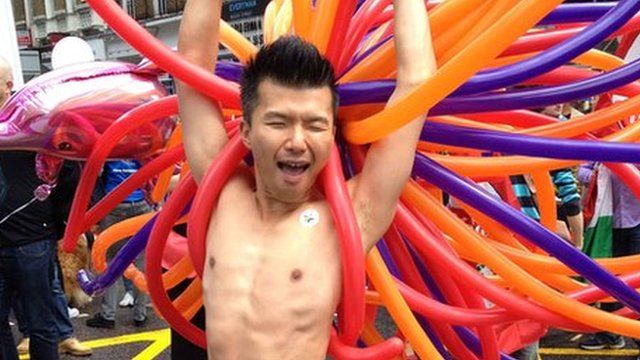 Man at London's gay World Pride event