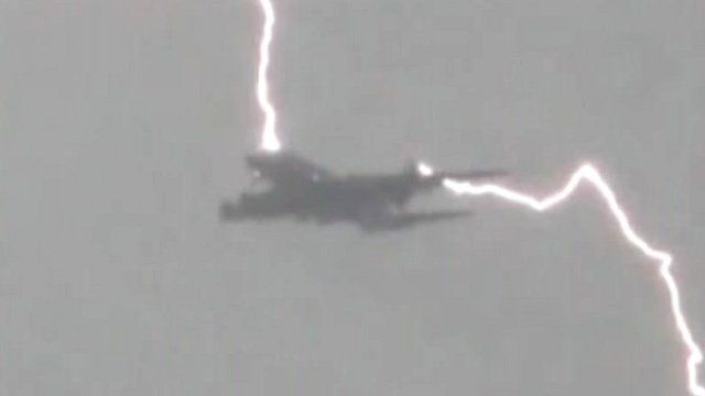 Plane struck by lightning