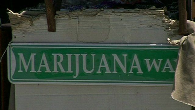 A street-sign reading 'Marijuana Way'