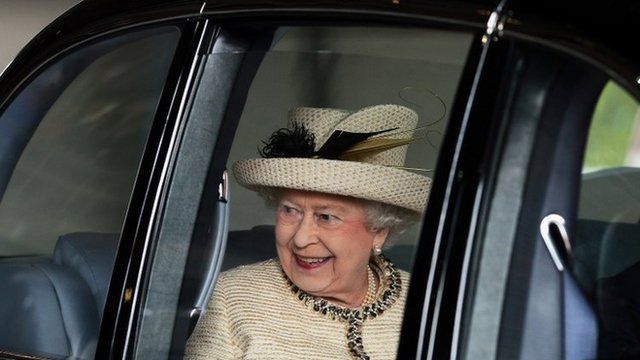 The Queen departs a visit to the Leeds Arena