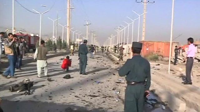Police and debris