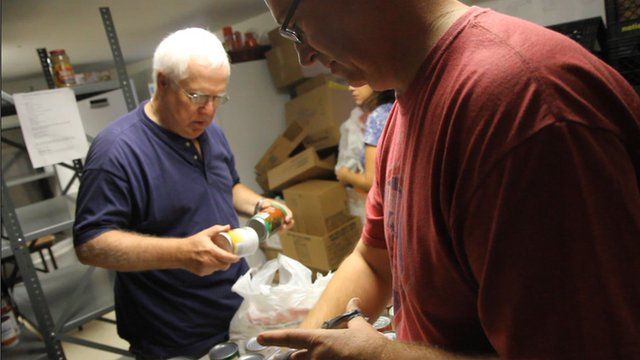Volunteers at a Levittown food pantry