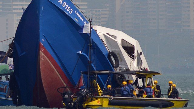 Half-submerged Lamma IV boat on 2/10/12