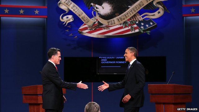 US Republican candidate Mitt Romney and President Barack Obama