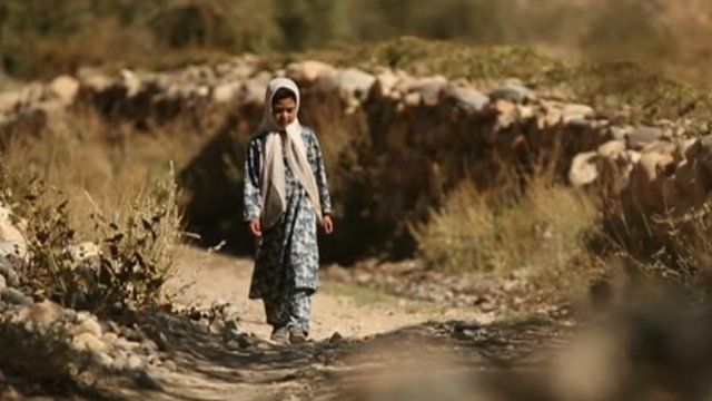 Girl walking to school