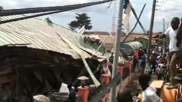 Shot of collapsed building