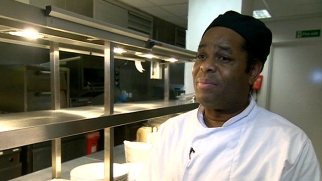 Donovan Patterson in industrial kitchen