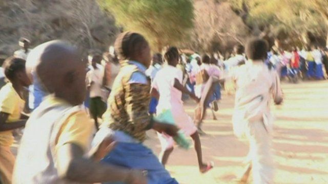 Children flee