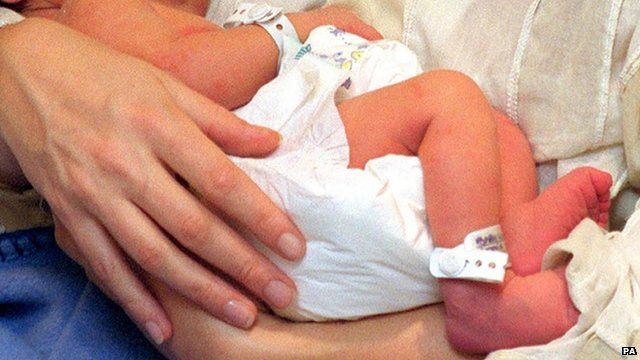Newborn baby being held
