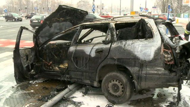 A burnt out car