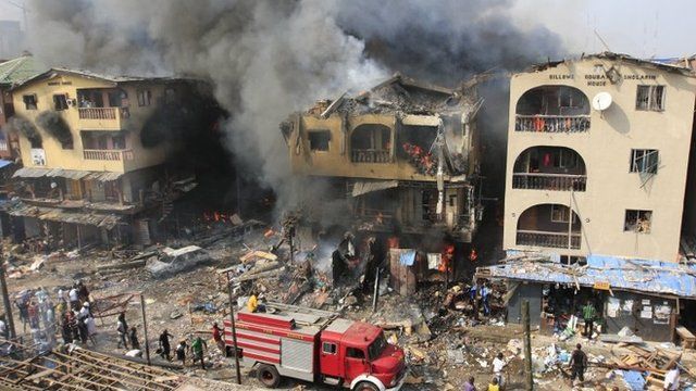 Warehouse on fire in Lagos, Nigeria