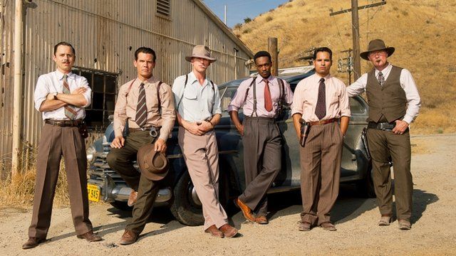 The all-star cast (L-R) Giovanni Ribisi, Josh Brolin, Ryan Gosling, Anthony Mackie and Michael Pena