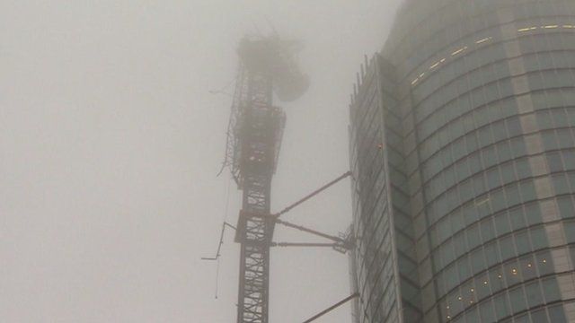 Smoke around crane