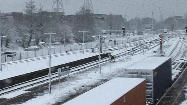 Southampton station in the snow