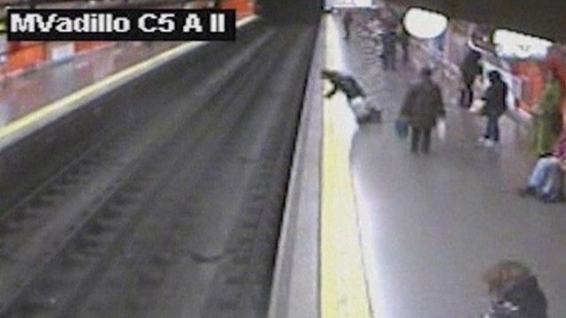 CCTV of woman falling