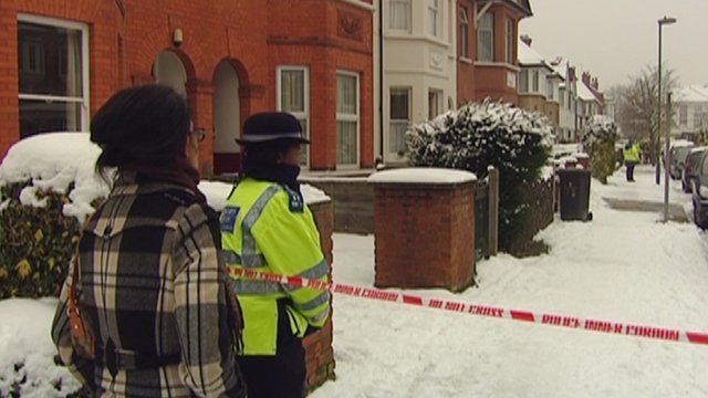 Police at the scene of the fire