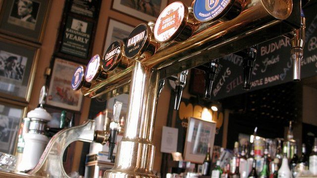 Beer taps in a pub
