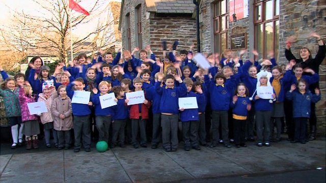 School children at Bunscoill Ghaelgagh on the Isle of Man