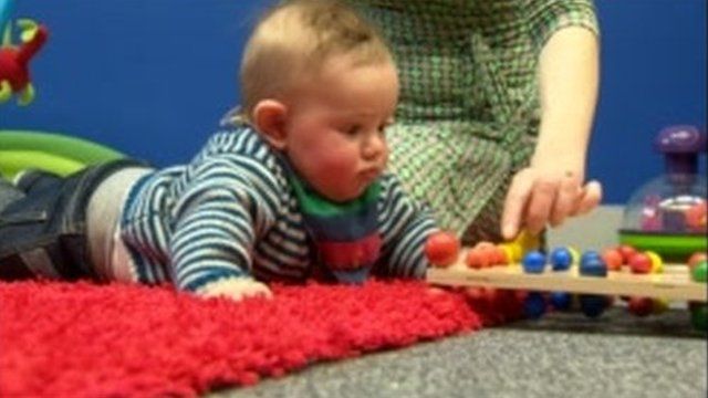 Baby taking part in language survey