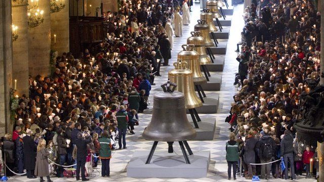 Eight new bronze bells of Notre-Dame de Paris Cathedral
