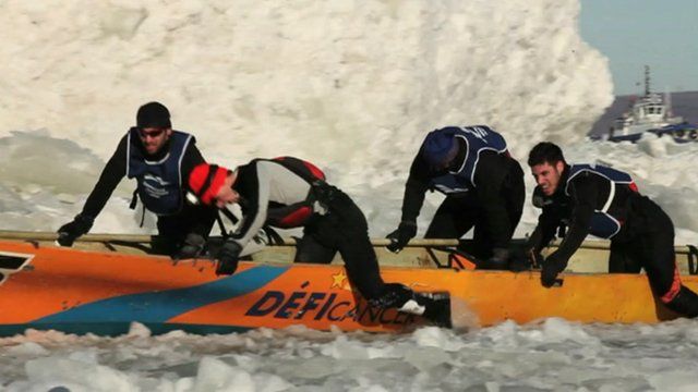 Canoe race at the Quebec Winter Carnival
