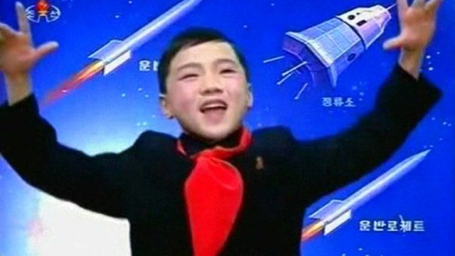 Boy singing on North Korean state television channel KRT