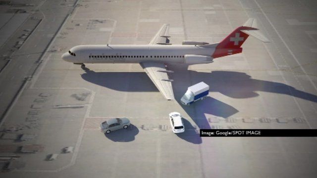 Graphic shows plane and three vehicles