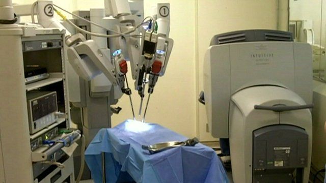 A microsurgical robot in a Sao Paolo hospital