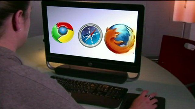 Browser logos on screen