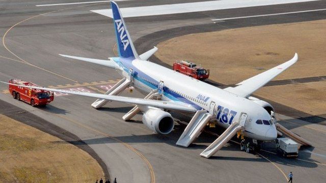 ANA Boeing 787 Dreamliner after making emergency landing