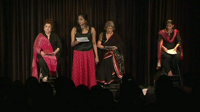 The cast of The Vagina Monologues performing