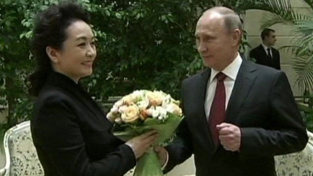 China's First Lady Peng Liyuan and Russia's President Putin