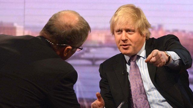 London mayor Boris Johnson interviewed by BBC presenter Eddie Mair