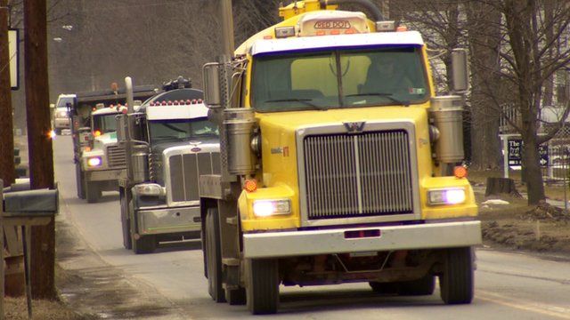 Fracking trucks in Pennsylvania