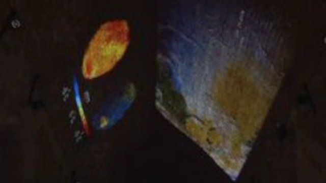 St Brelade's Church: Film being projected onto roof