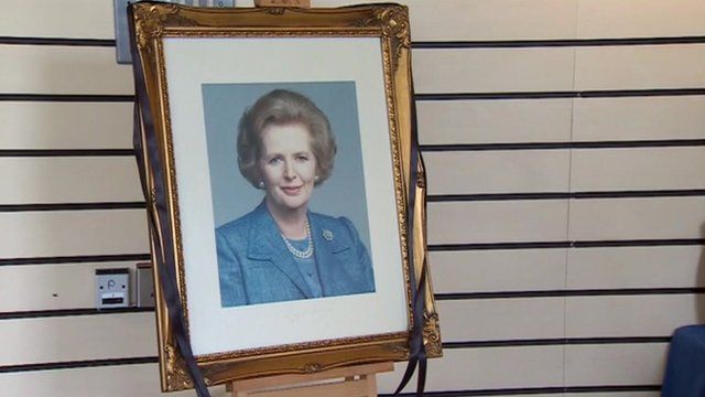 Margaret Thatcher photograph in Grantham Museum