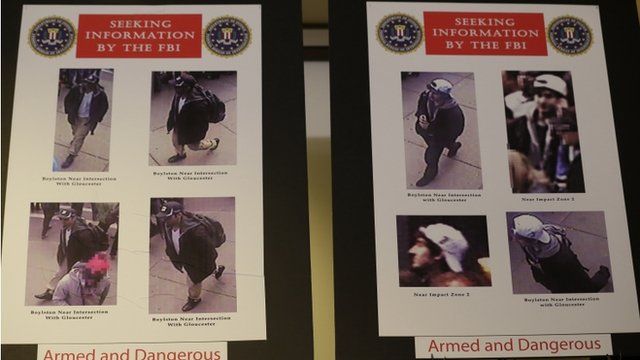 Photos of two suspects sought in the Boston Marathon bombing