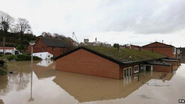Flood waters in St Asaph